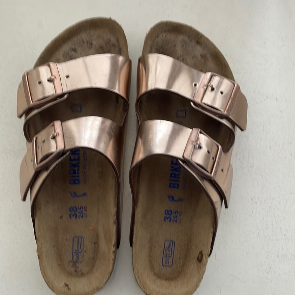 Birkenstock sandals rose gold